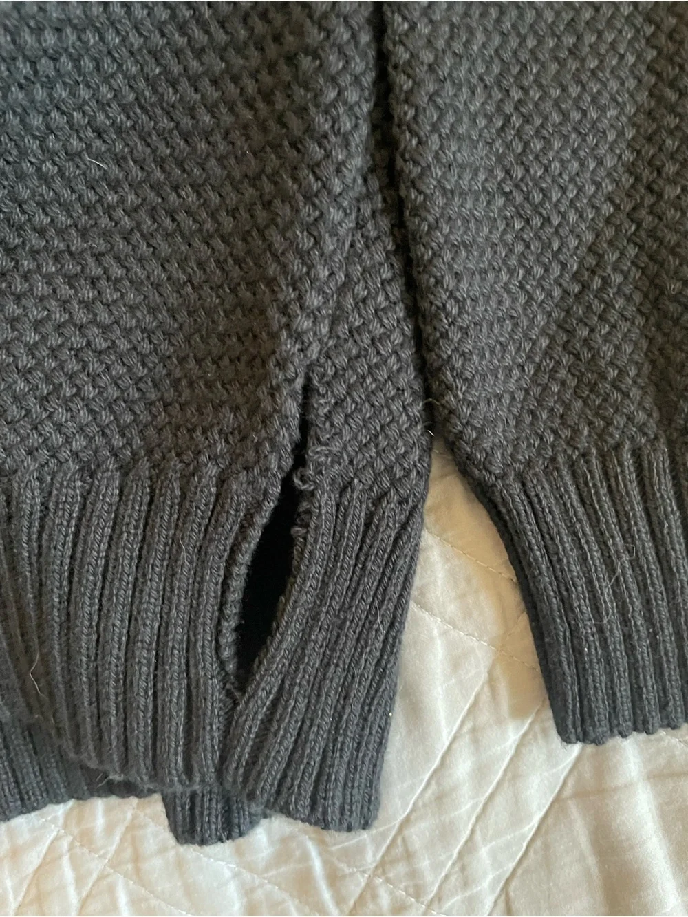 J. Crew Basket-stitch cotton crewneck sweater in Black Size L $118 CQ168